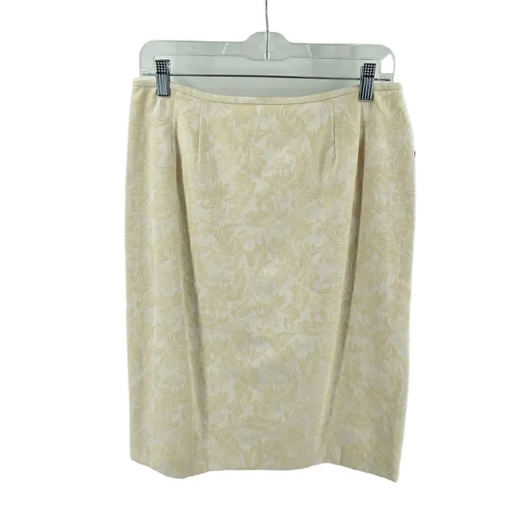Le Suit damask ivory knee length skirt professional career NEW NWT 10